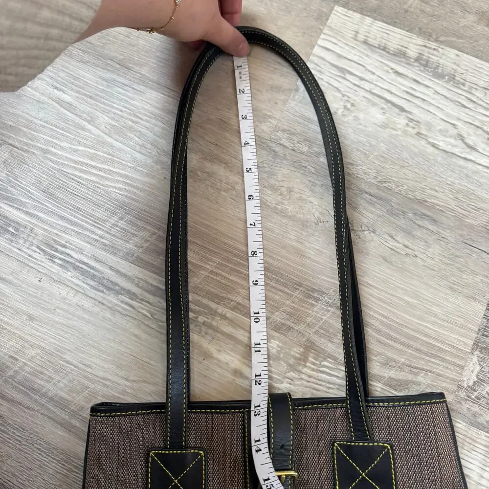 Vintage 90s Dooney & Bourke Brown Canvas Leather Trim Tote USA Classic